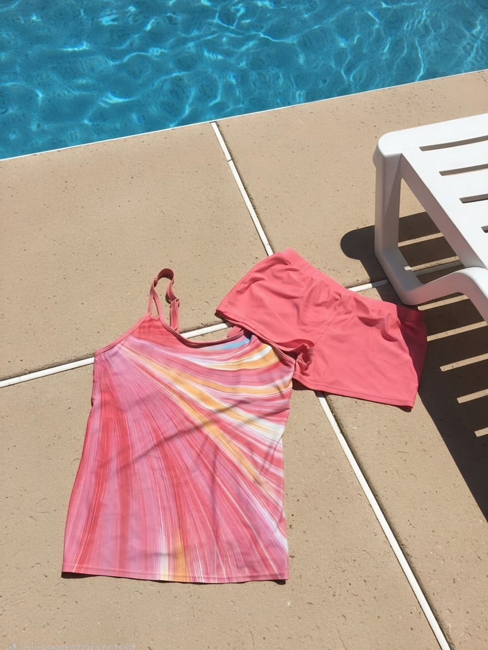 SHEIN Pink Multi-Color Swimsuit Tankini Set